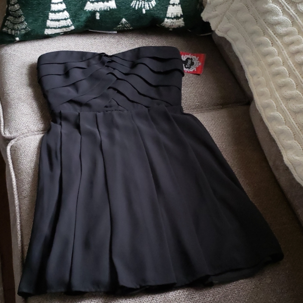 Trixxi strapless chiffon little black dress